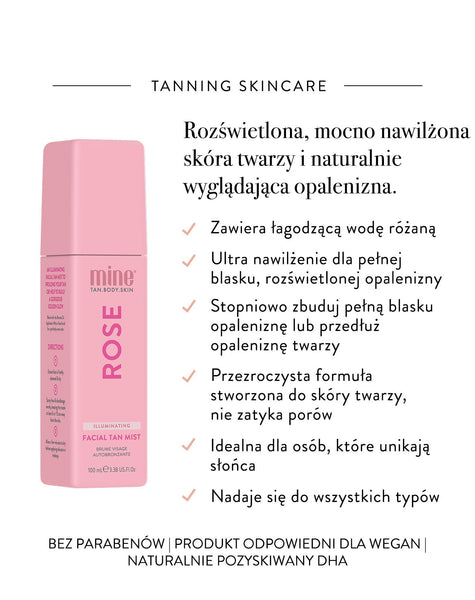 Rose Rozświetlająca Mgiełka Samoopalająca do Twarzy