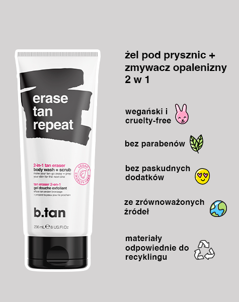erase tan repeat żel pod prysznic + zmywacz opalenizny 2 w 1